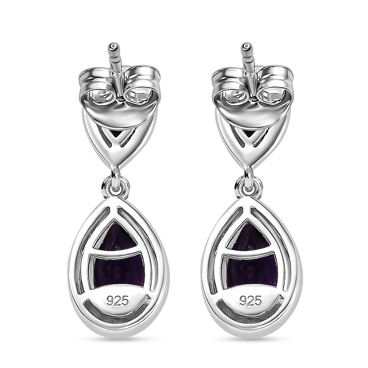 AAA African Amethyst & Peridot Dangling Earring in Rhodium Overlay Sterling Silver 2.07 Ct.