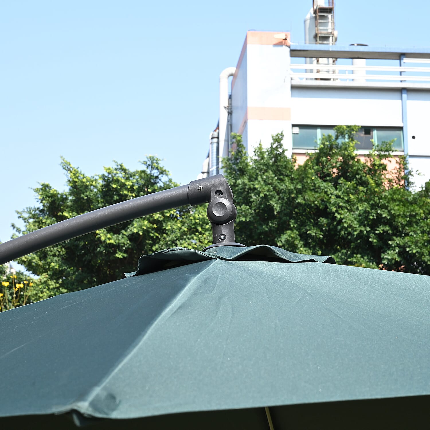 3M Banana Outdoor Patio Umbrella for Sunshade & Rain with Crank Handle & Steel Base - Green