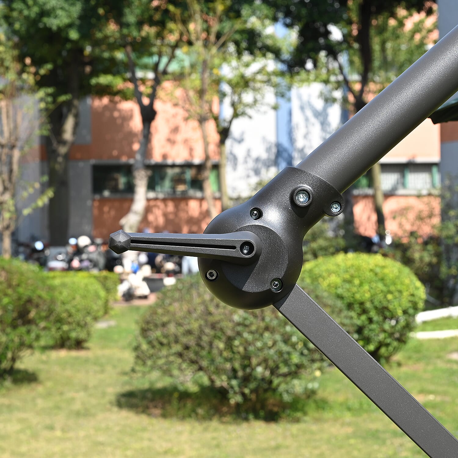 3M Banana Outdoor Patio Umbrella for Sunshade & Rain with Crank Handle & Steel Base - Green