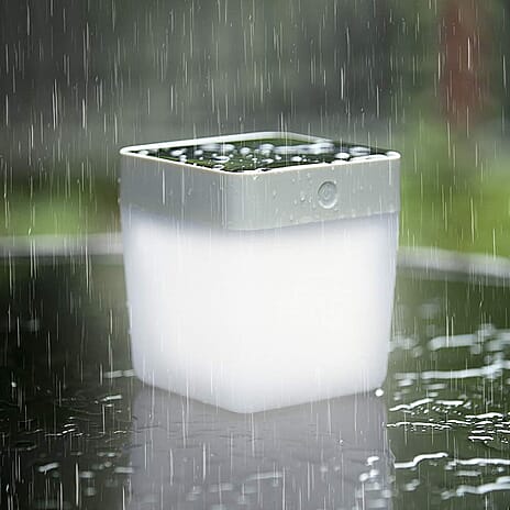 Lutec Table Cube Solar Powered LED Portable Lantern - White - Silver