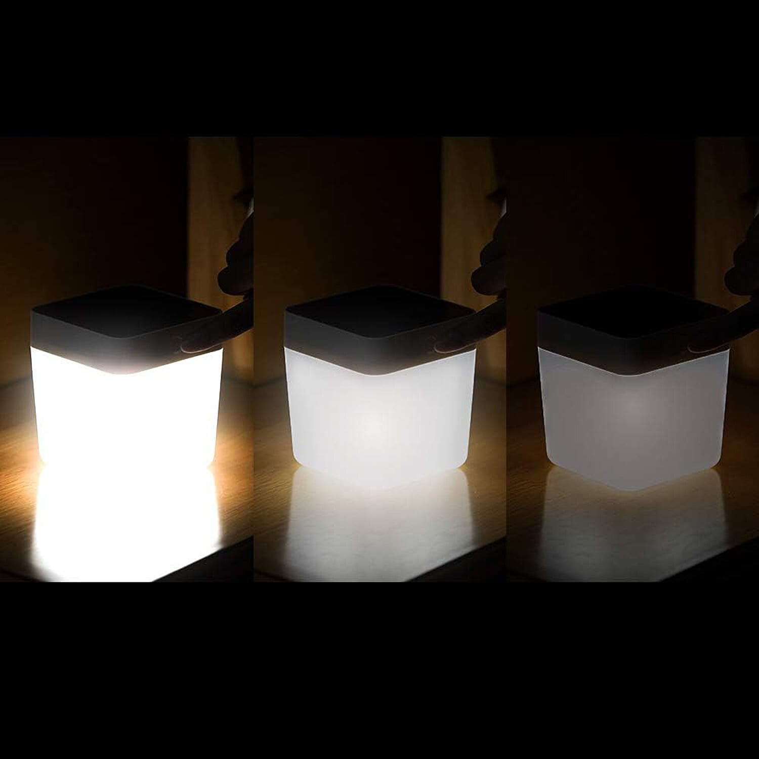 Lutec Table Cube Solar Powered LED Portable Lantern - White - Silver Lutec Table Cube Solar Powered LED Portable Lantern - White - Silver