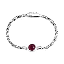 Royal Bali Collection African Ruby Bracelet (Size - 7.5) with Box Clasp in Sterling Silver 8.00 Ct.