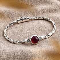 Royal Bali Collection African Ruby Bracelet (Size - 7.5) with Box Clasp in Sterling Silver 8.00 Ct.