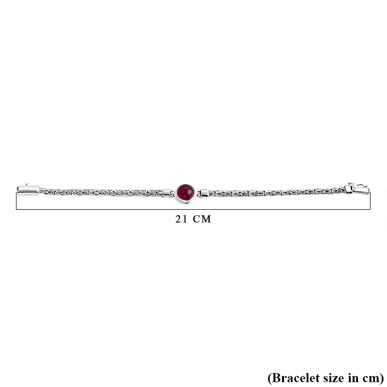 Royal Bali Collection African Ruby Bracelet (Size - 8) Sterling Silver 8.00 Ct, Silver Wt. 15.85 Gms.