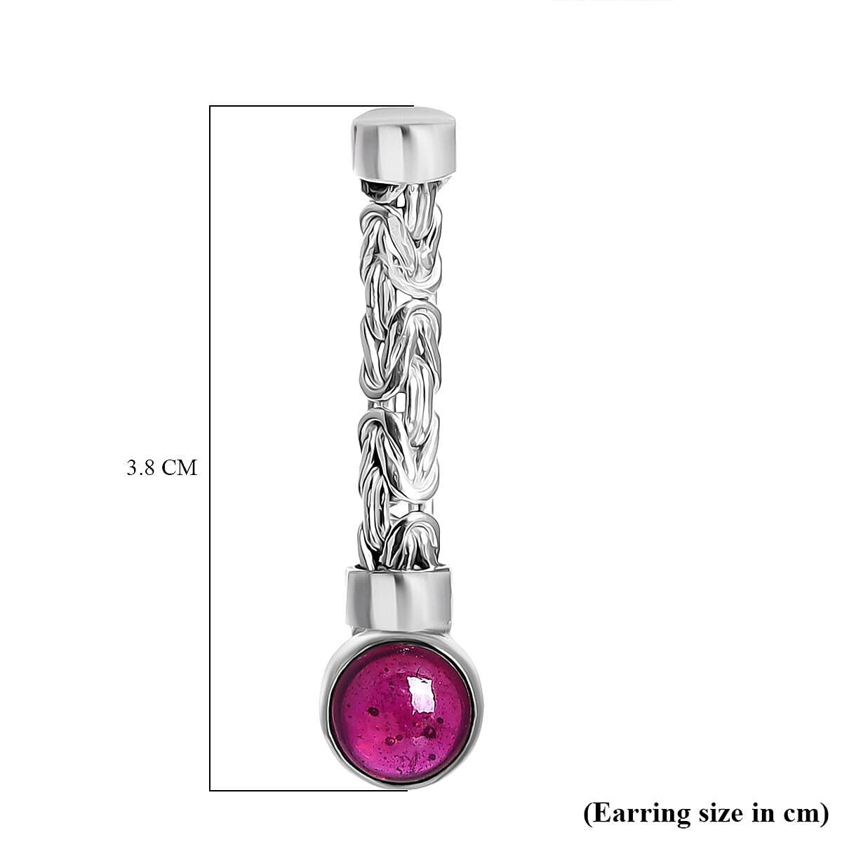Royal Bali Collection - African Ruby Dangle Push Back Earring in Sterling Silver 6.55 Ct, Silver Wt. 5.73 Gms.