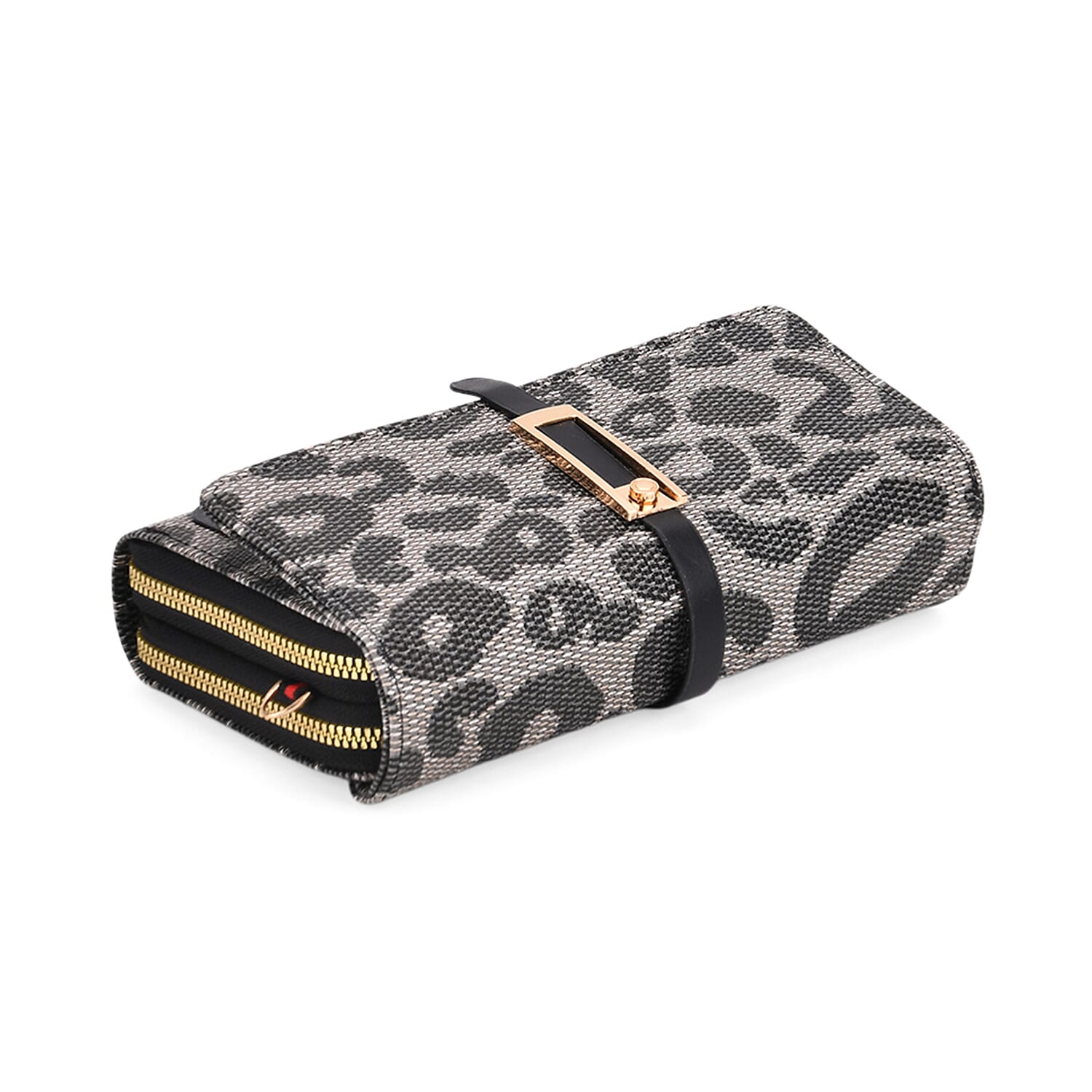 Designer Inspired - Leopard Pattern Crossbody Bag - Black
