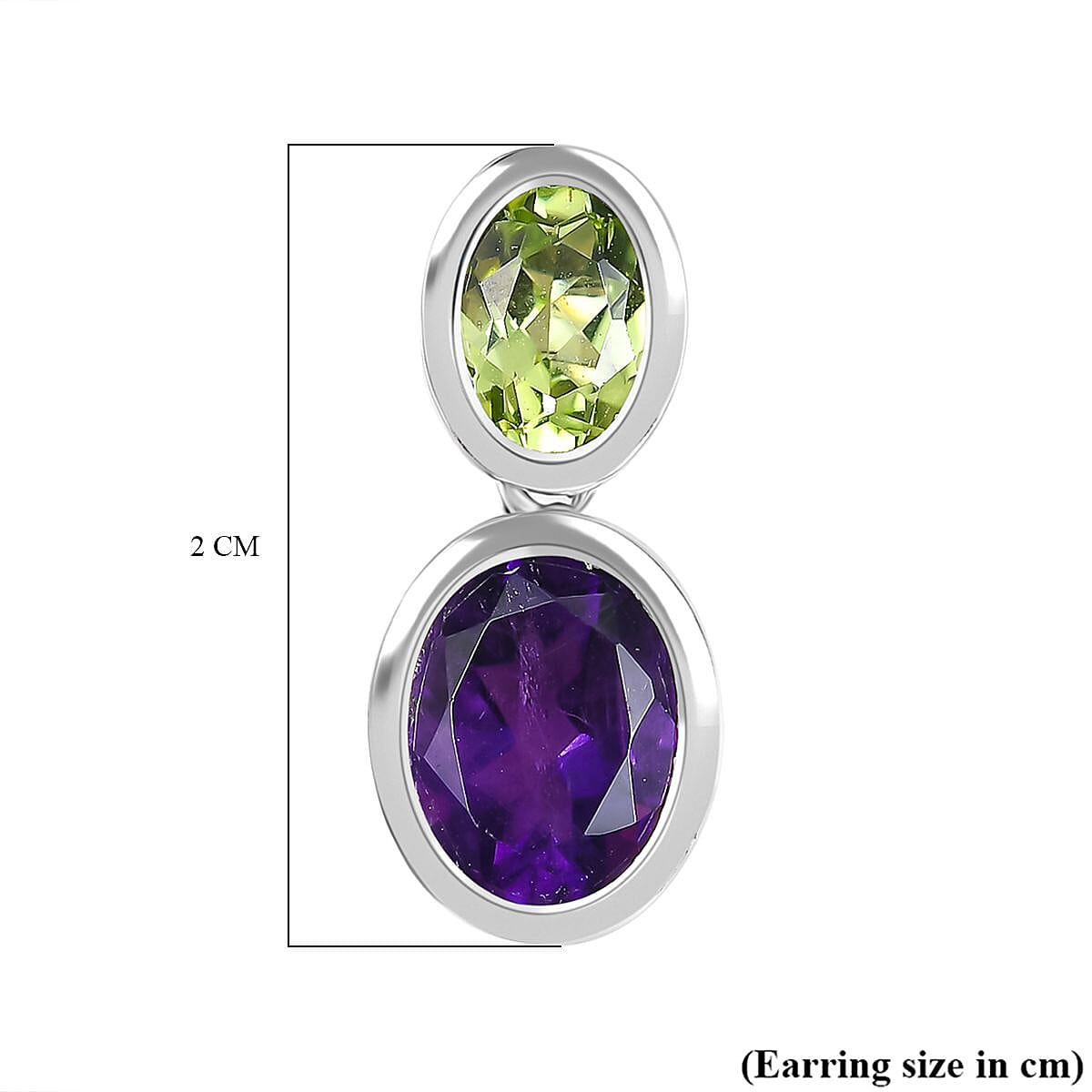 African Amethyst & Peridot Solitaire Stud Push Post Earrings in Rhodium Overlay Sterling Silver 5.60 Ct. African Amethyst & Peridot Solitaire Stud Push Post Earrings in Rhodium Overlay Sterling Silver 5.60 Ct.
