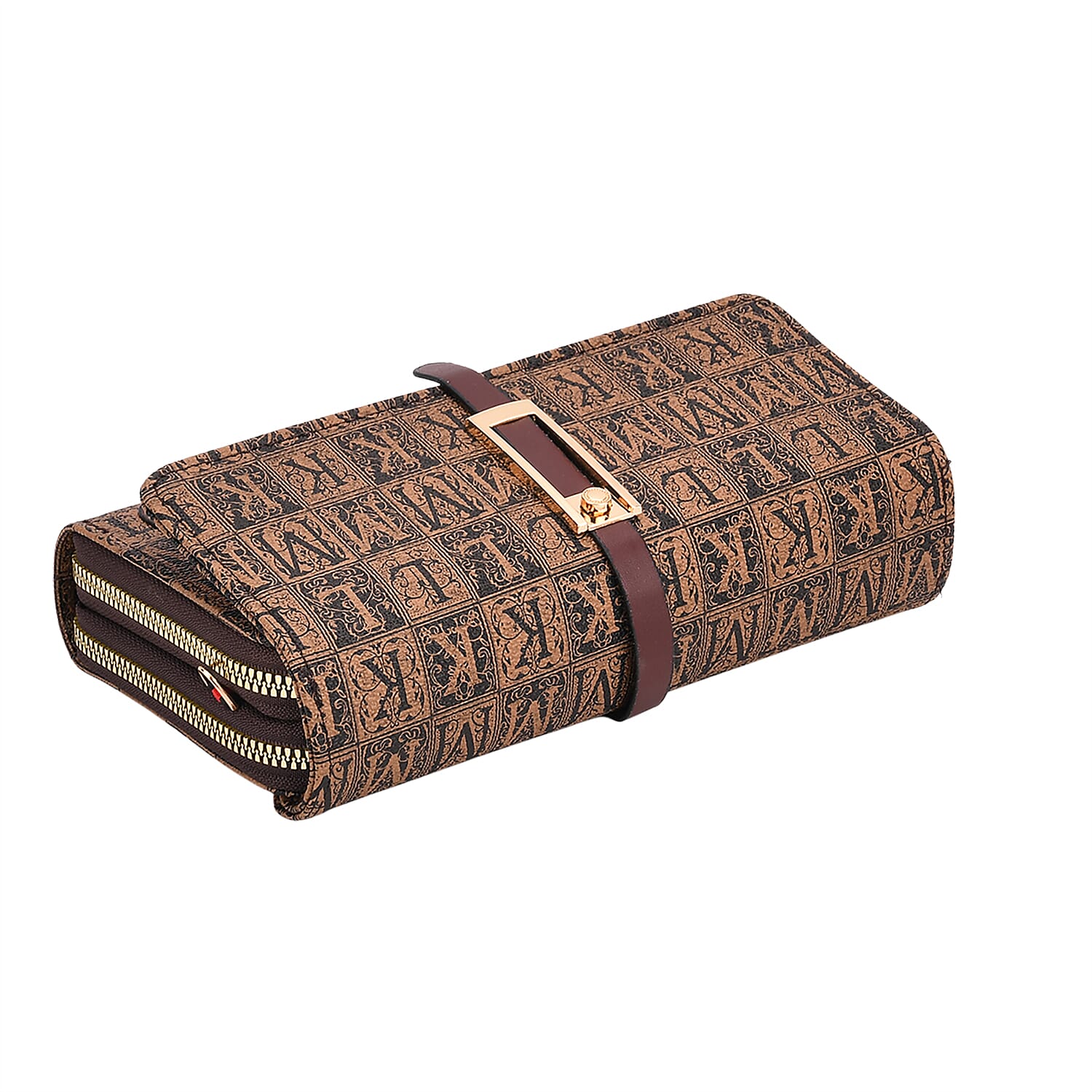 Designer Inspired - Monogram Pattern Crossbody Bag - Brown