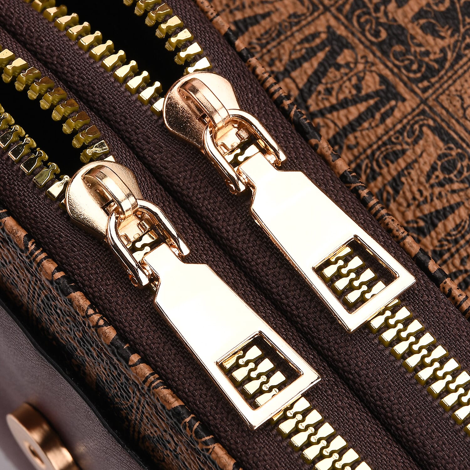 Designer Inspired - Monogram Pattern Crossbody Bag - Brown