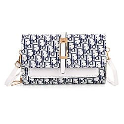 DESIGNER INSPIRED CLOSEOUT- D Letter Pattern Clutch Handbag - Blue
