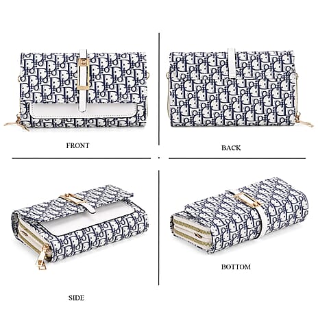 DESIGNER INSPIRED CLOSEOUT- D Letter Pattern Clutch Handbag - Blue