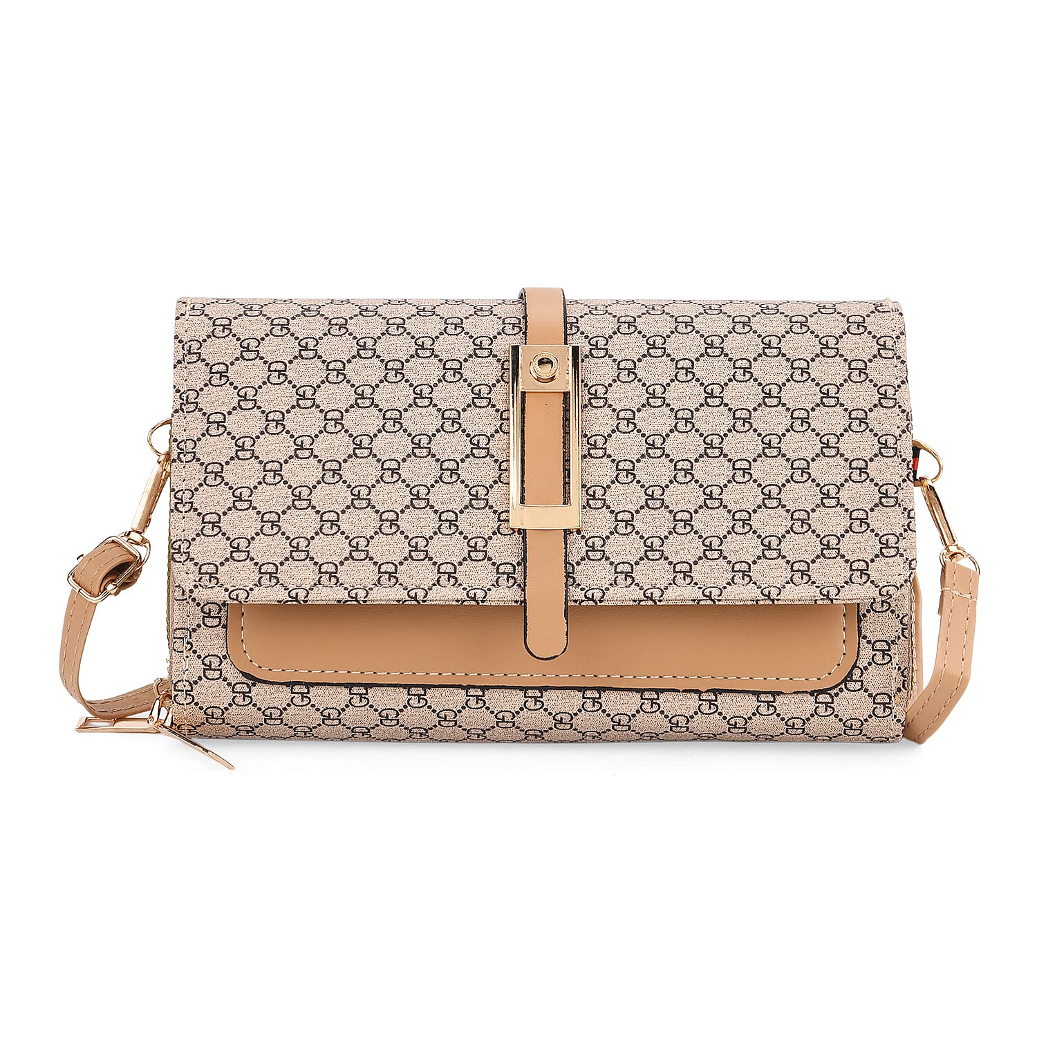 DESIGNER INSPIRED CLOSEOUT- GD Pattern Clutch Handbag - Khaki