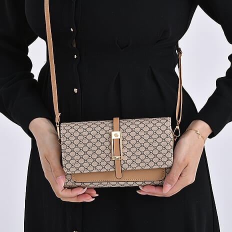 DESIGNER INSPIRED CLOSEOUT- GD Pattern Clutch Handbag - Khaki