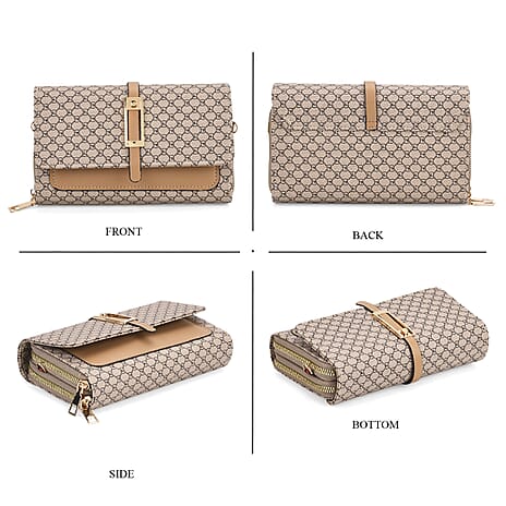 DESIGNER INSPIRED CLOSEOUT- GD Pattern Clutch Handbag - Khaki