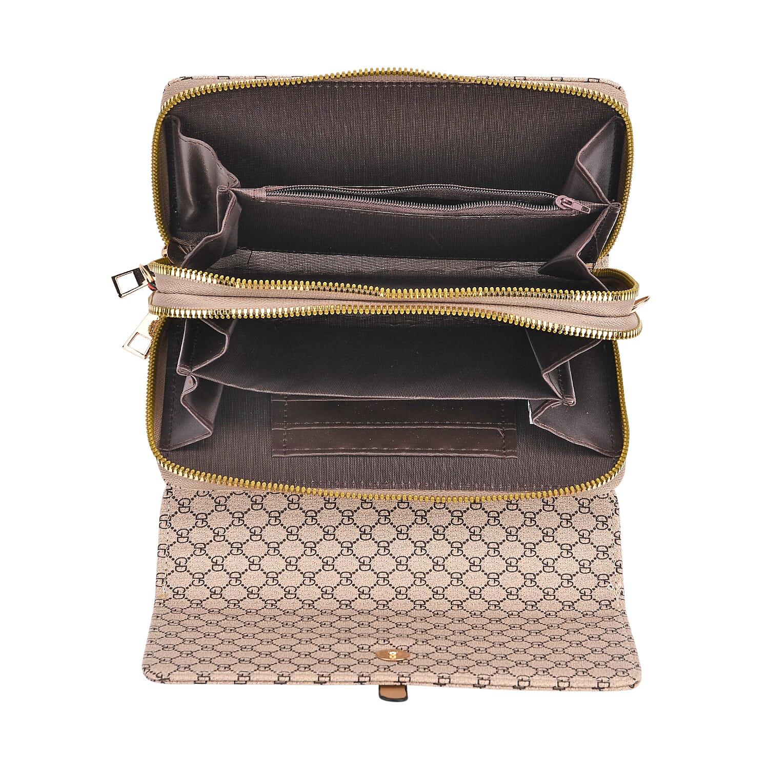 DESIGNER INSPIRED CLOSEOUT- GD Pattern Clutch Handbag - Khaki