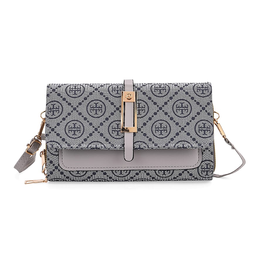 Monogram Pattern Crossbody Bag - Grey