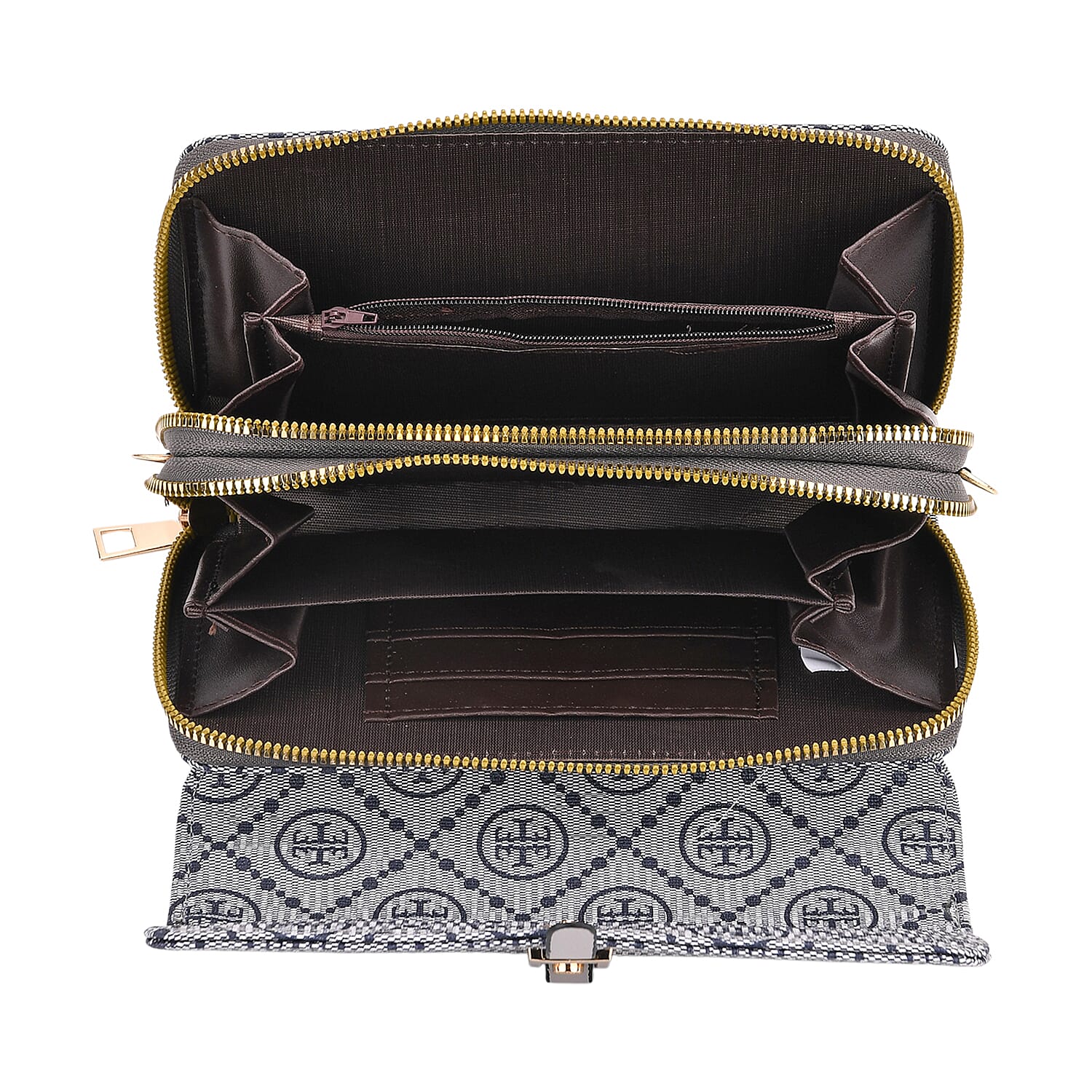 Monogram Pattern Crossbody Bag - Grey