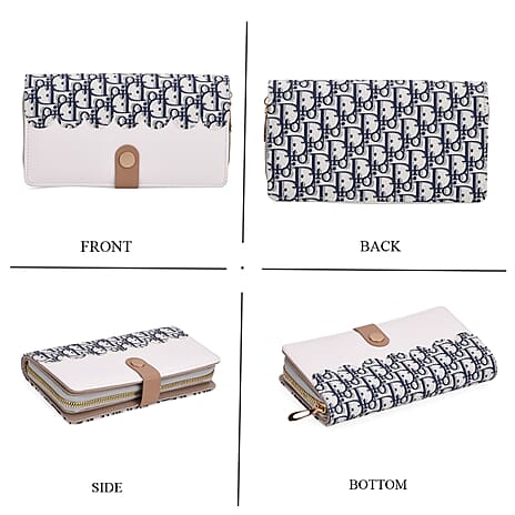 Set of 2- Letter D Pattern Clutch - Short Wallet - Blue