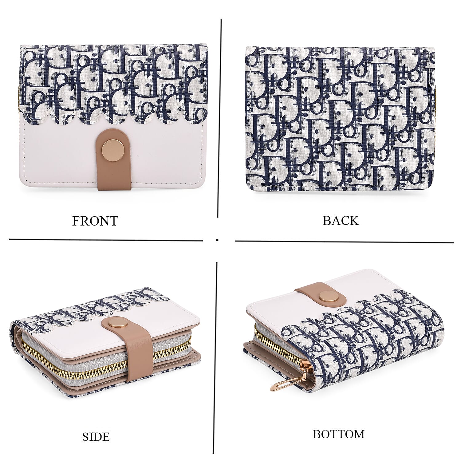 Set of 2- Letter D Pattern Clutch - Short Wallet - Blue