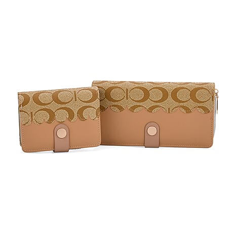 SET OF 2 - Double C Print Clutch - Short Wallet - Yellow