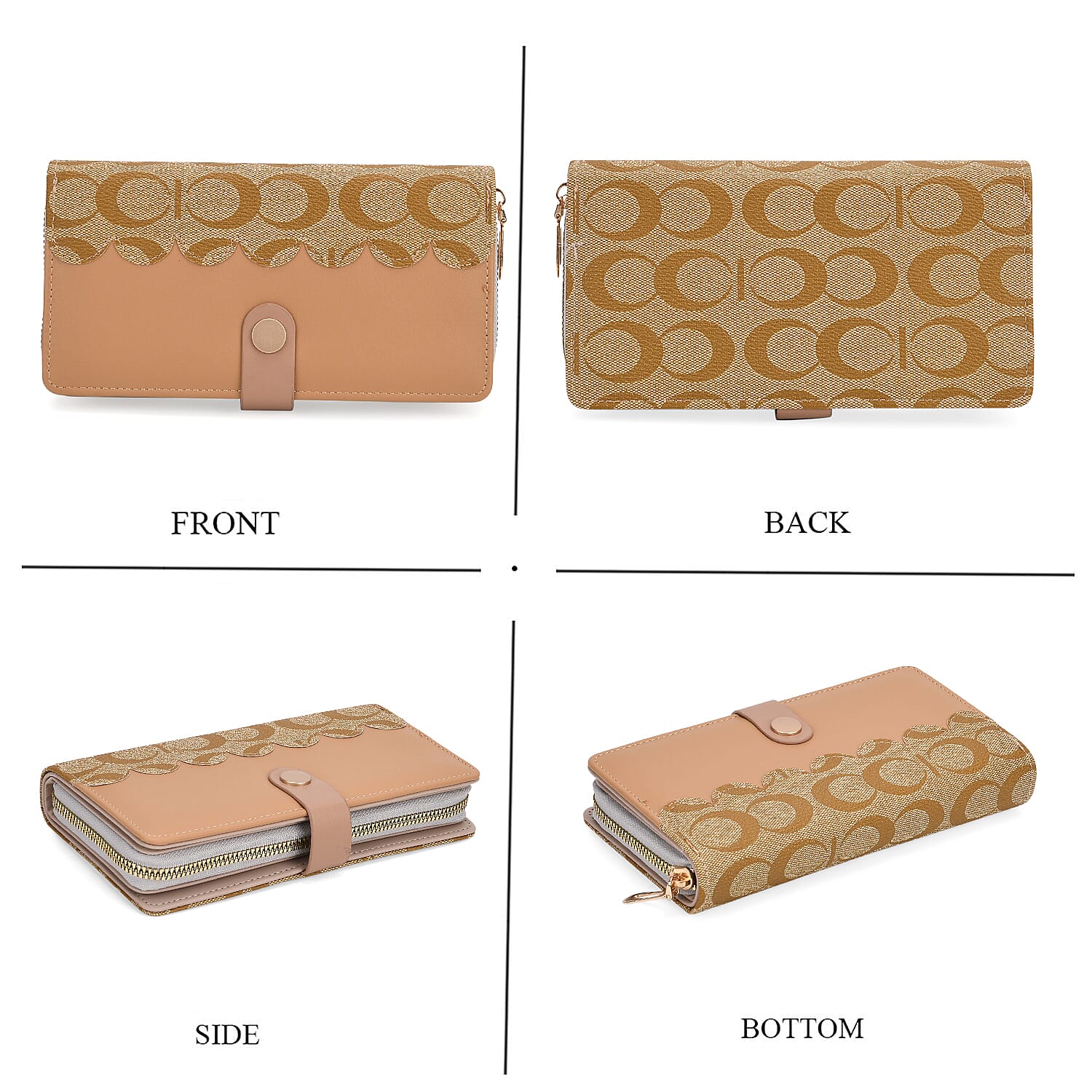 SET OF 2 - Double C Print Clutch - Short Wallet - Yellow