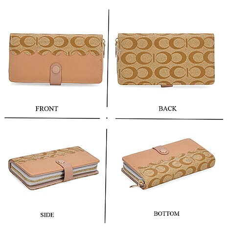 SET OF 2 - Double C Print Clutch - Short Wallet - Yellow