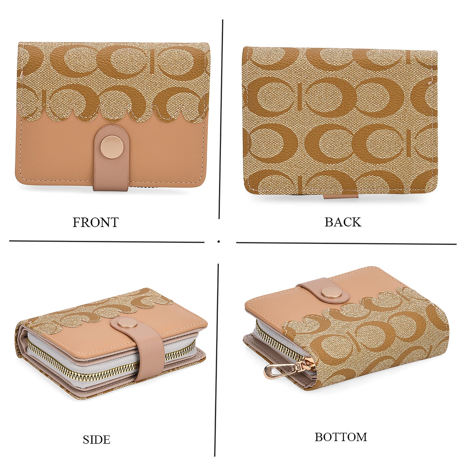 SET OF 2 - Double C Print Clutch - Short Wallet - Yellow