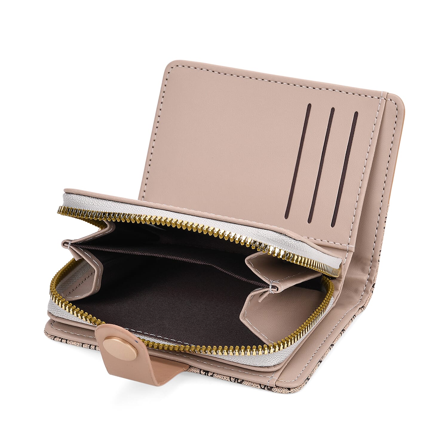 SET OF 2 --Designer Inspired Print Clutch - Short Wallet - Khaki