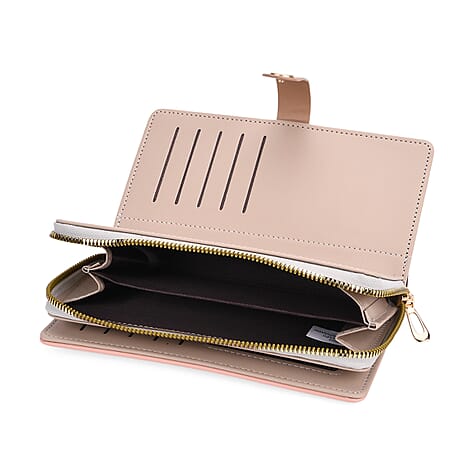 Set of 2- Rhomboid Pattern Clutch - Short Wallet - Light Pink
