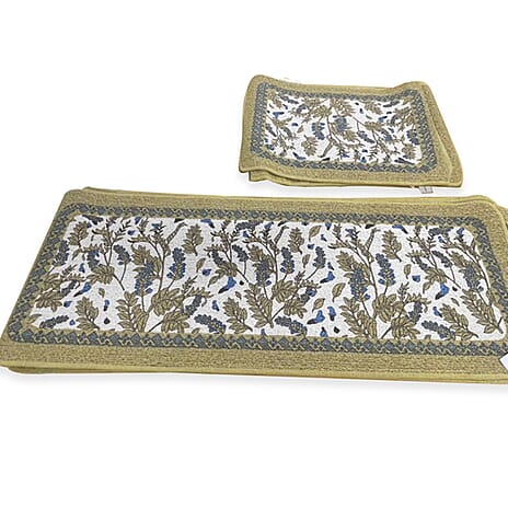 Hush Haven - Set of Printed Cotton Floor Mats - Light Brown