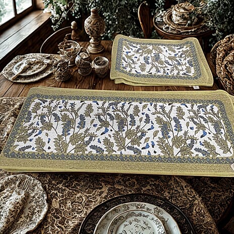 Hush Haven - Set of Printed Cotton Floor Mats - Light Brown