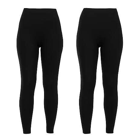 Emelia Pack Of 2 Fleece Lined Leggings (Size XL) - Black