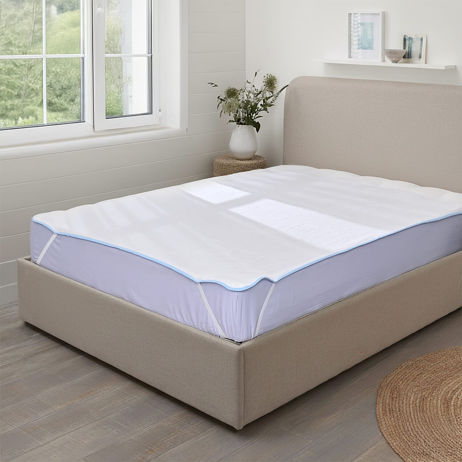 Luxury Jaquard Cooling Waterproof Mattress Protector - With Anchor Band Fit (Machine Washable) - Size King