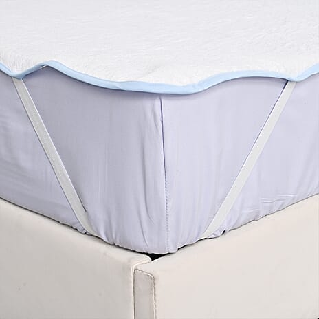 Hush Haven Cooling Jacquard Mattress Pad with Anchor Bands  (Size Double) - White