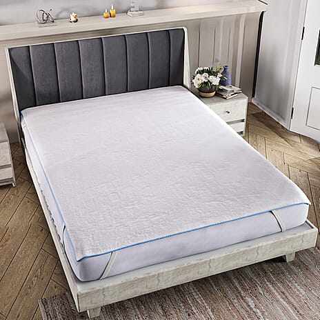 Hush Haven Cooling Jacquard Mattress Pad with Anchor Bands (Size King) - White