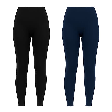 EMELIAX CLASSICS Pack of 2 Leggings (Size L) - Black - Navy