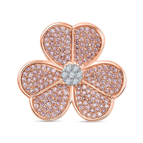 9K Rose Gold White Diamond & Pink Diamond Floral Pendant 0.50 Ct.