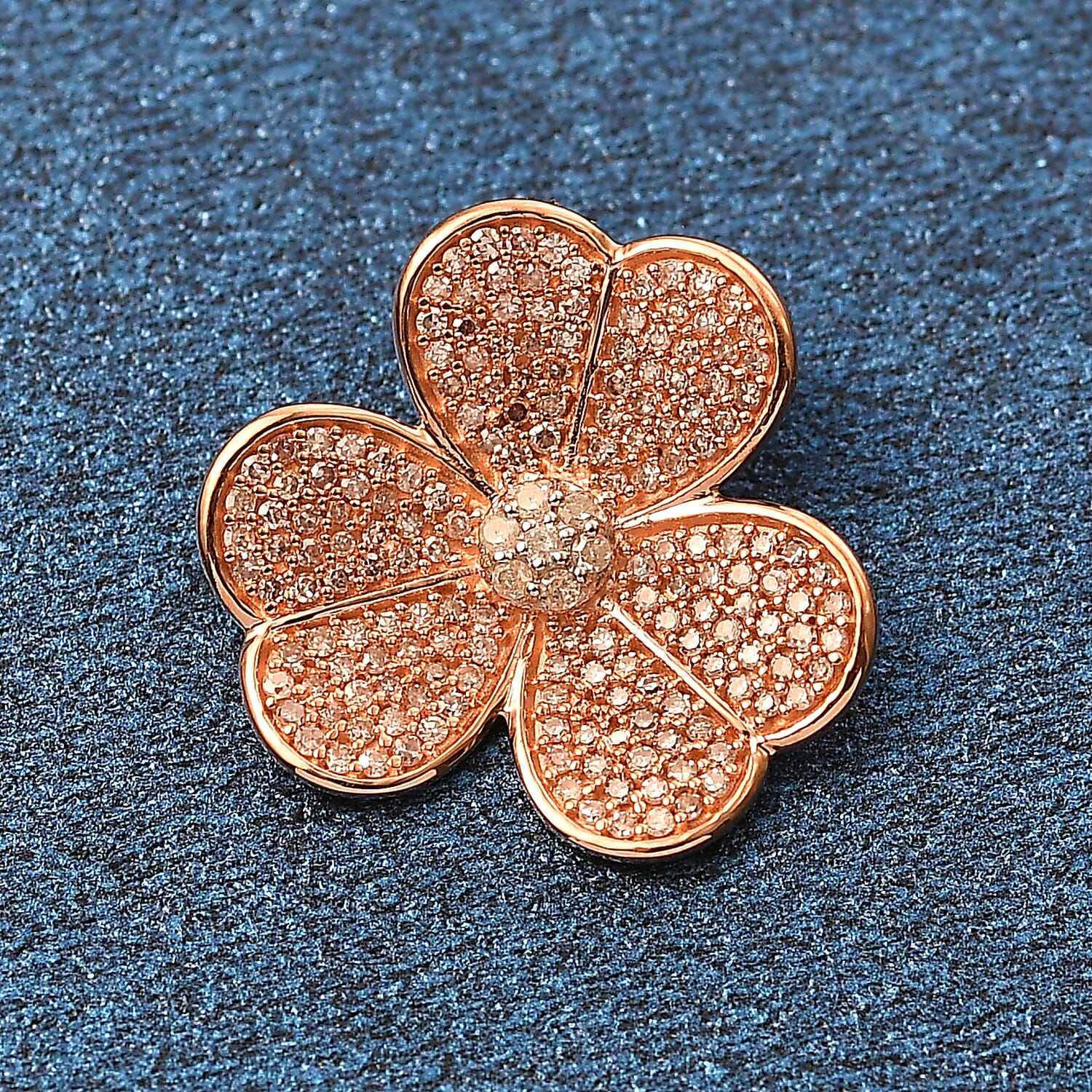 9K Rose Gold White Diamond & Pink Diamond Floral Pendant 0.50 Ct.