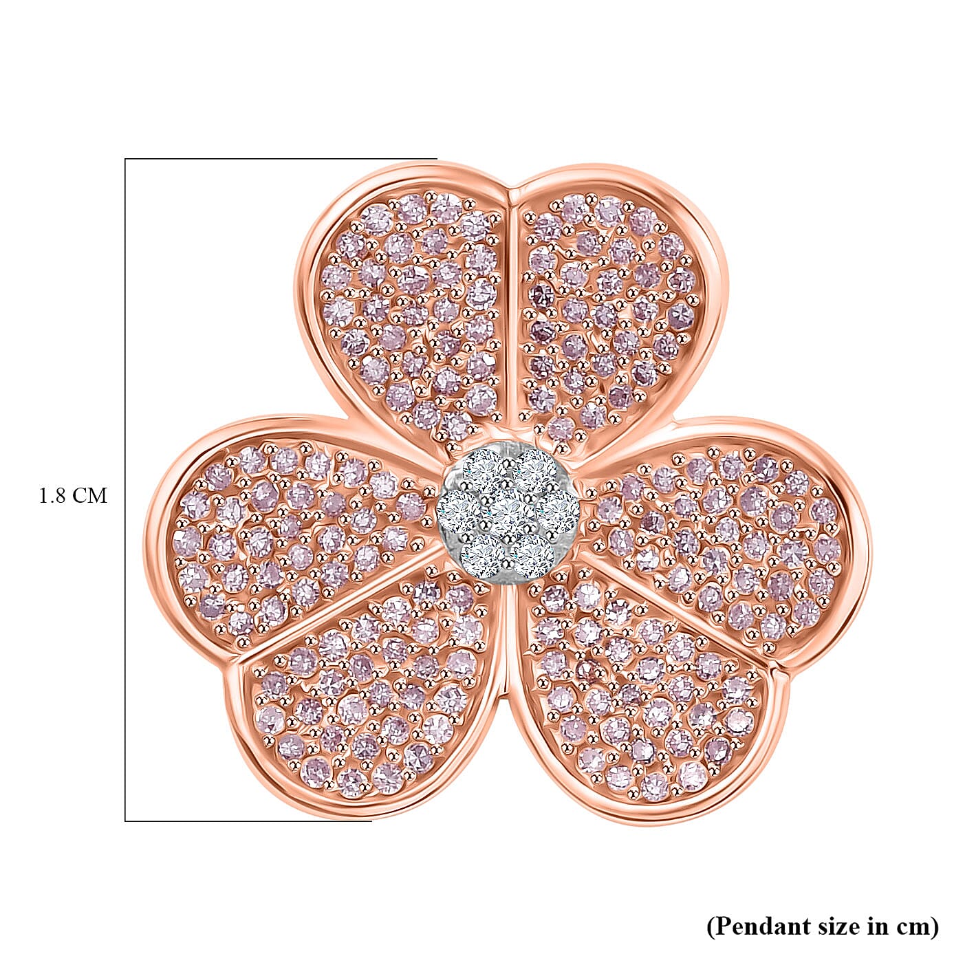 9K Rose Gold White Diamond & Pink Diamond Floral Pendant 0.50 Ct.