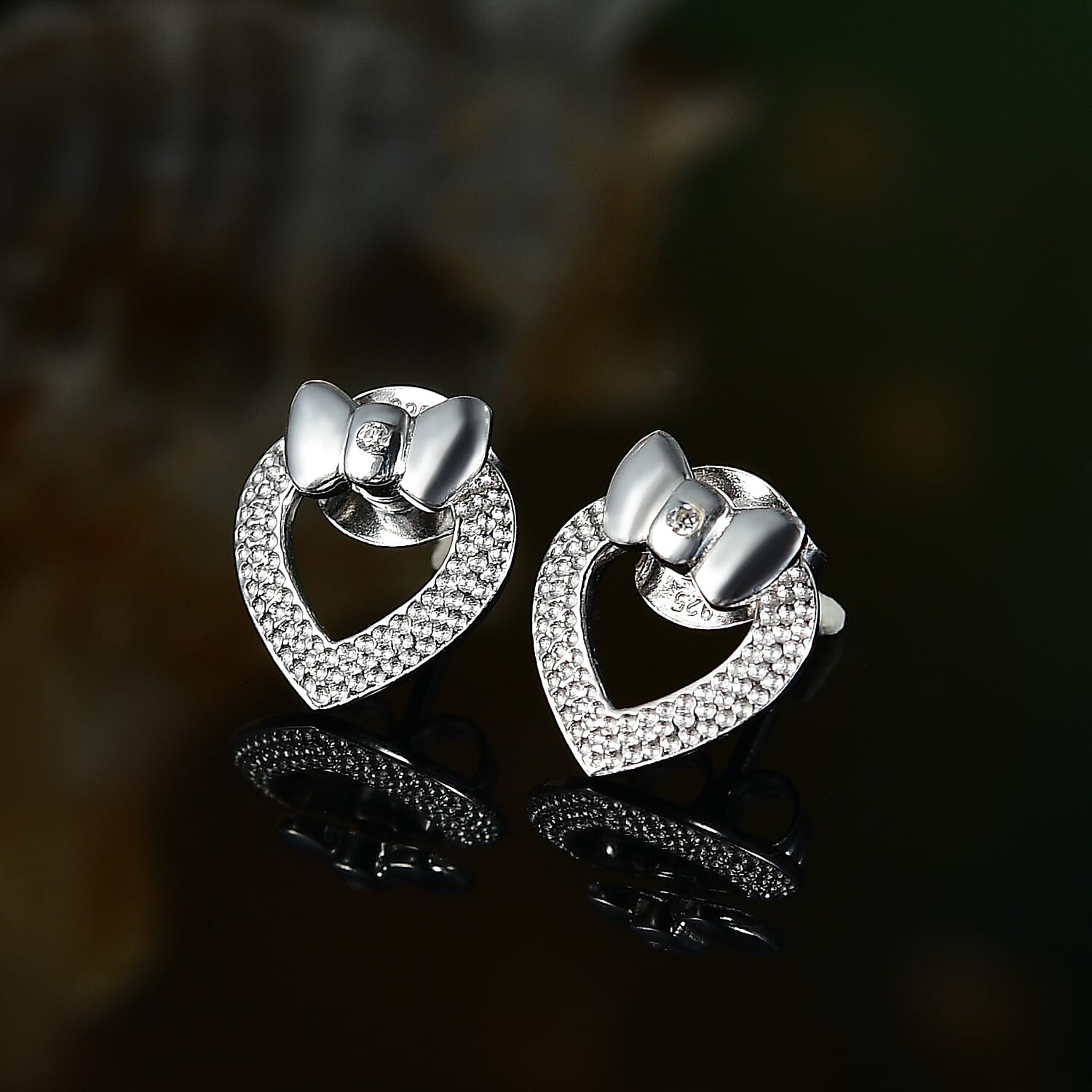 Moissanite Solitaire Stud Earring with Push Back in Rhodium Overlay Sterling Silver Moissanite Solitaire Stud Earring with Push Back in Rhodium Overlay Sterling Silver