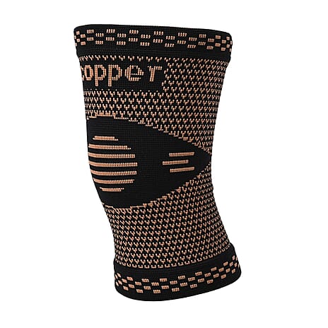 Copper Infused Arm Compression Sleeve for Pain Relief & Support (Size M) - Black