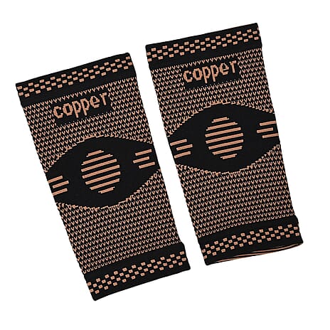 Copper Infused Arm Compression Sleeve for Pain Relief & Support (Size M) - Black