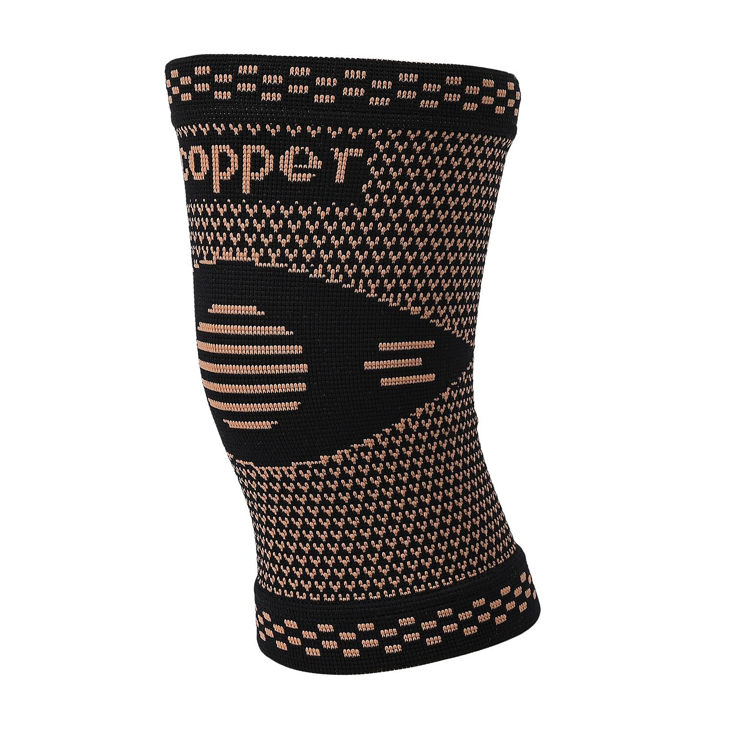 Copper Infused Arm Compression Sleeve for Pain Relief & Support (Size L) - Black