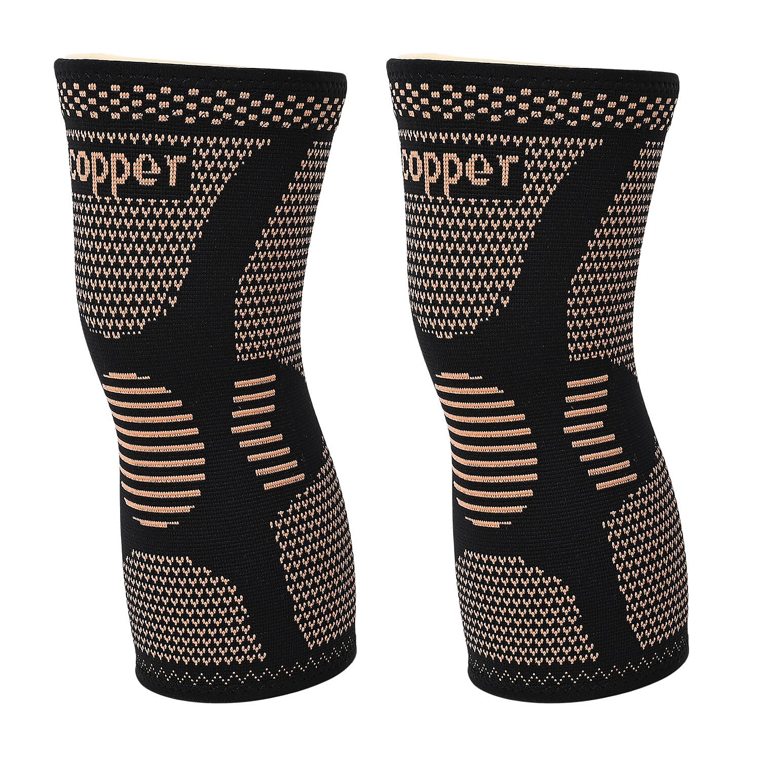 Copper Infused Knee Compression Sleeve for Pain Relief & Support (Size L) - Black