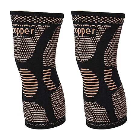 Copper Infused Knee Compression Sleeve for Pain Relief & Support (Size XL) - Black