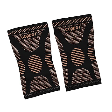 Copper Infused Knee Compression Sleeve for Pain Relief & Support (Size XL) - Black