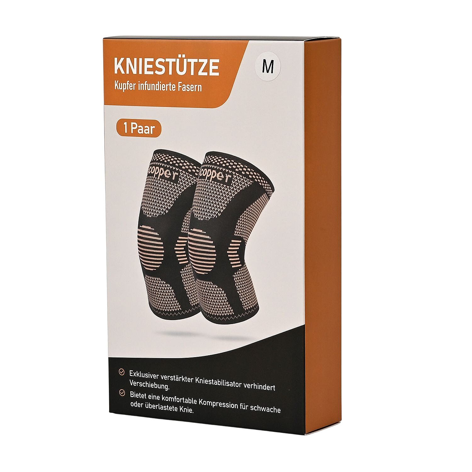 Copper Infused Knee Compression Sleeve for Pain Relief & Support (Size L) - Black