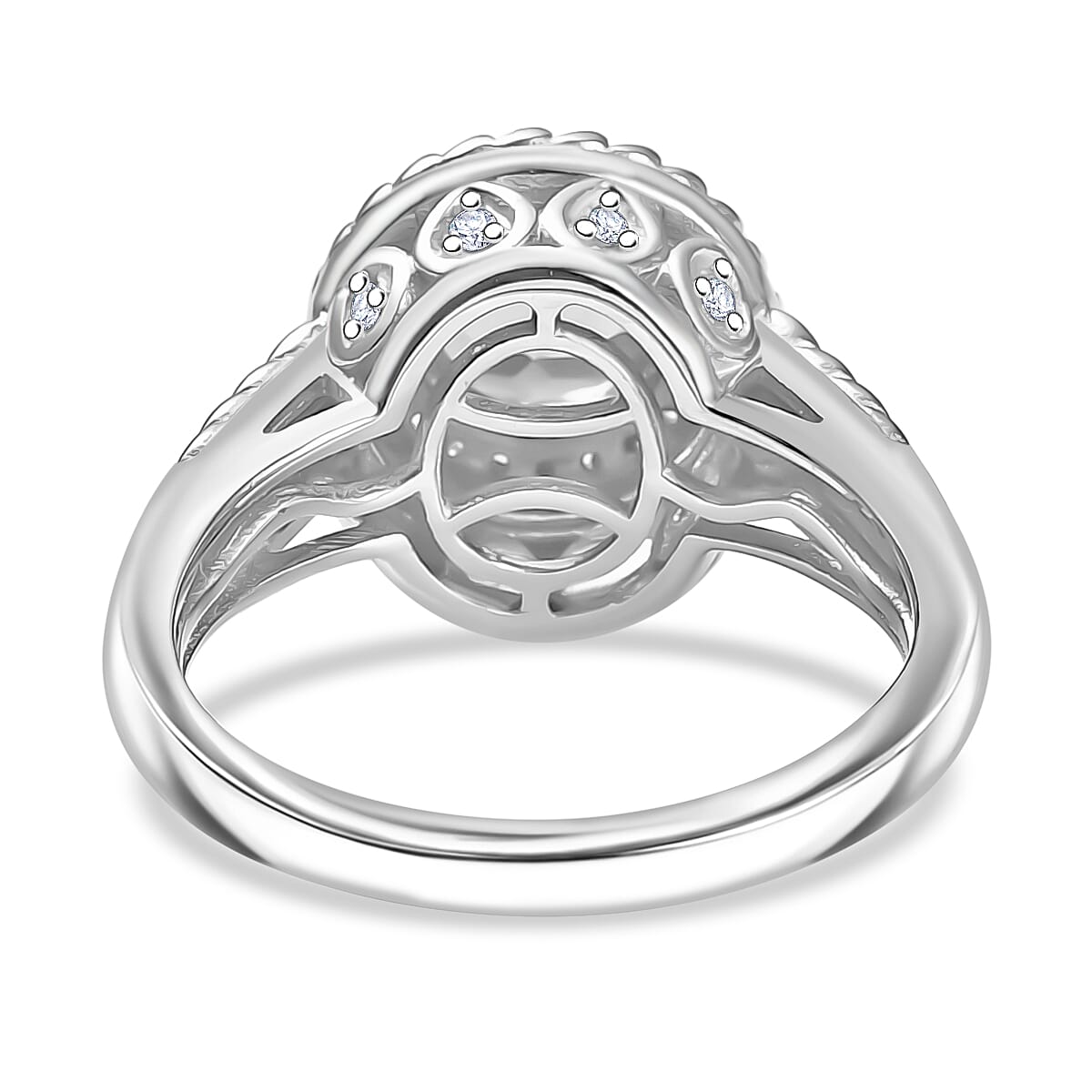 African Amethyst & White Zircon Ring in Rhodium Overlay Sterling Silver 2.41 Ct.