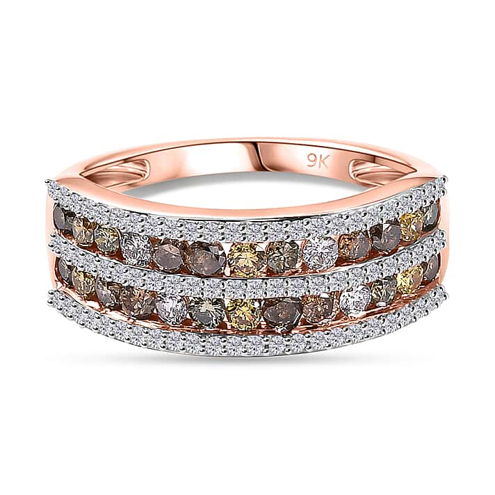 9K Rose Gold SGL Certified Multi Colour Diamond I3 Ring