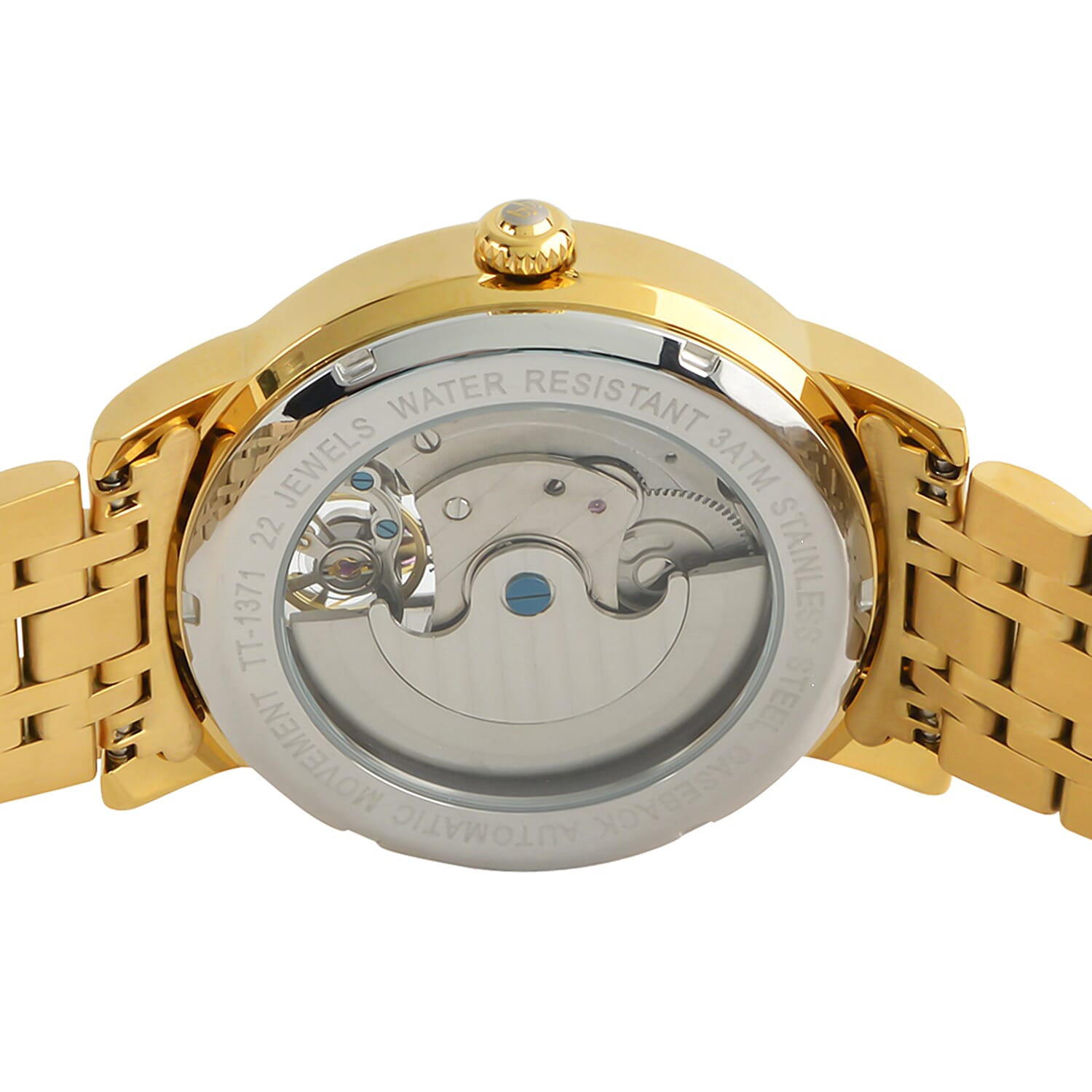 Thomas Tompion Automatic Movt. 3ATM Water Resistance Silver Dial Mens Watch with Gold Colour Stainless Steel Strap